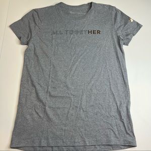 Under Armour Gray Tee Shirt w/ Black & Gold Decals, “All TogetHER”, Size Small!!